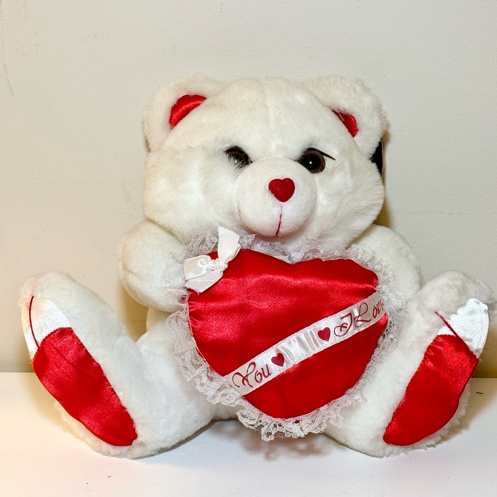 Vintage Valentine Teddy Bear With Tags